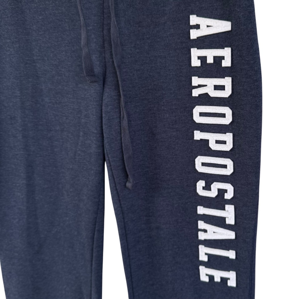 Aeropostale Women's Medium Blue Heather Spellout Graphic Flare Sweatpants Y2K - Picture 2 of 10